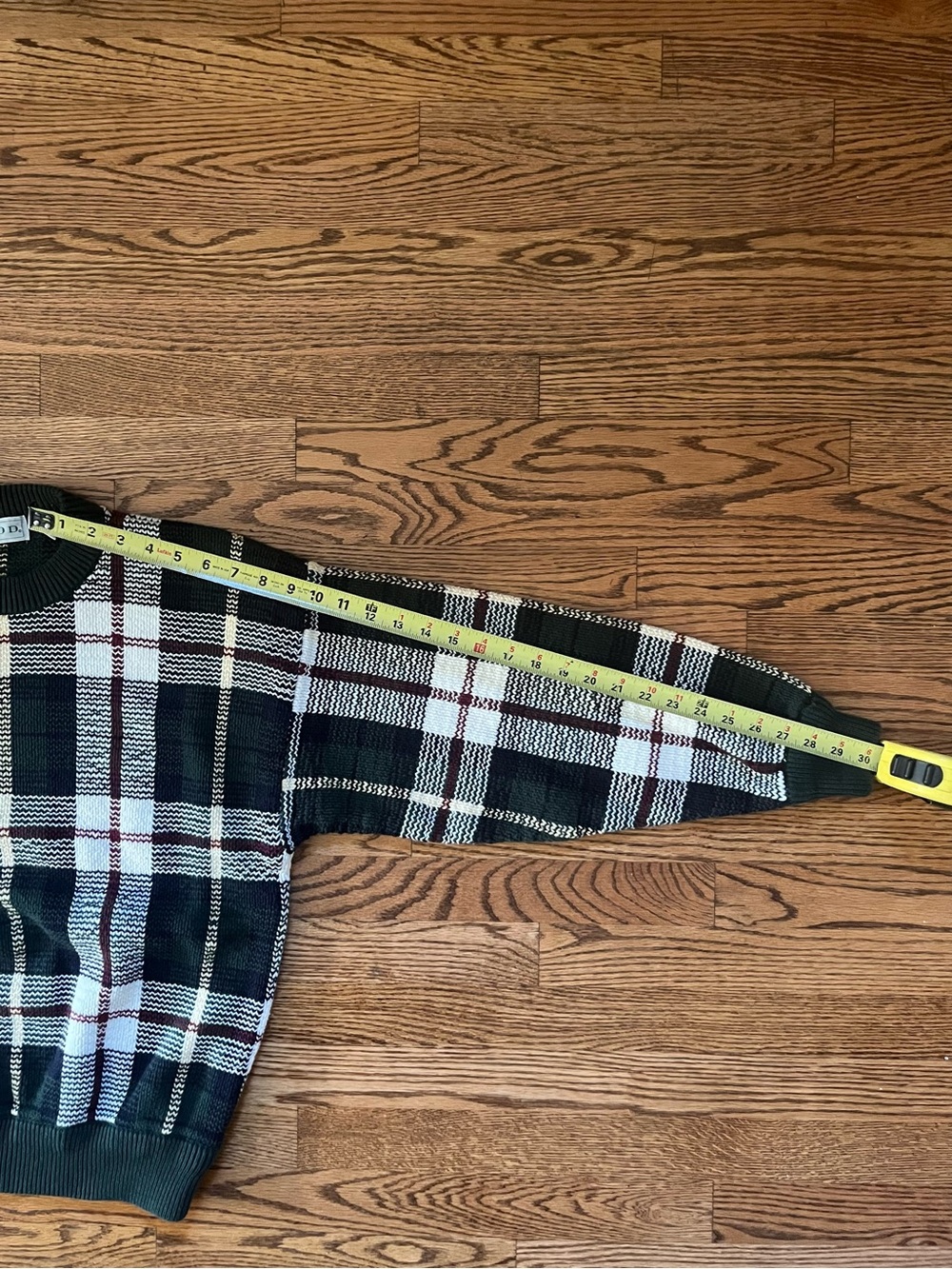 Izod Men's Dark Green Plaid Crewneck Sweater Sz. M 100% Cotton Preppy Classic - Picture 7 of 7